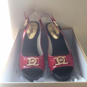 Micheal Kors Red Open Toe Sling backs